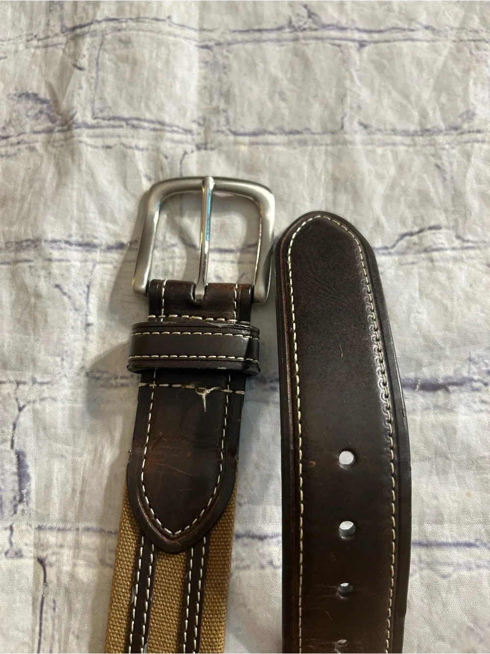 PEBBLE BEACH GENUINE LEATHER CANVAS SIZE 38 CARMEL BROWN STRETCH BELTS